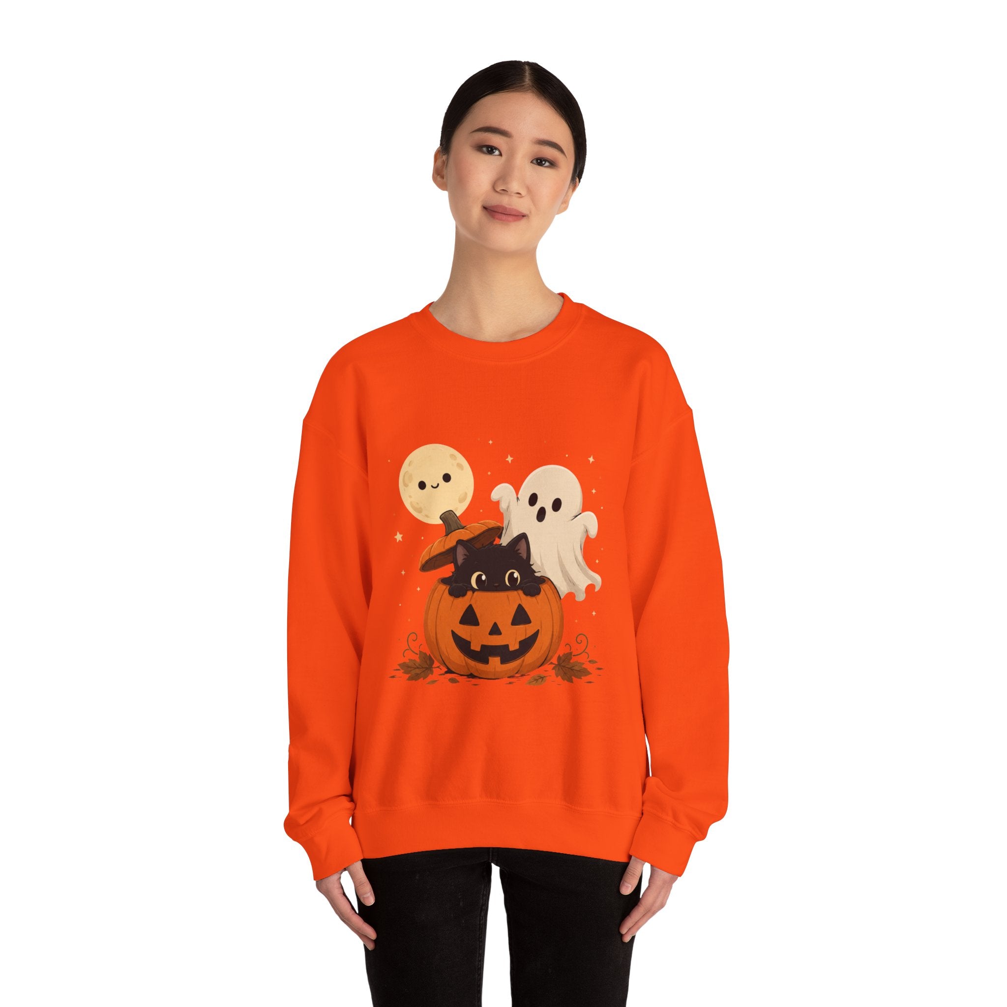 Cute Halloween Pumpkin Cat Ghosts Sweatshirt