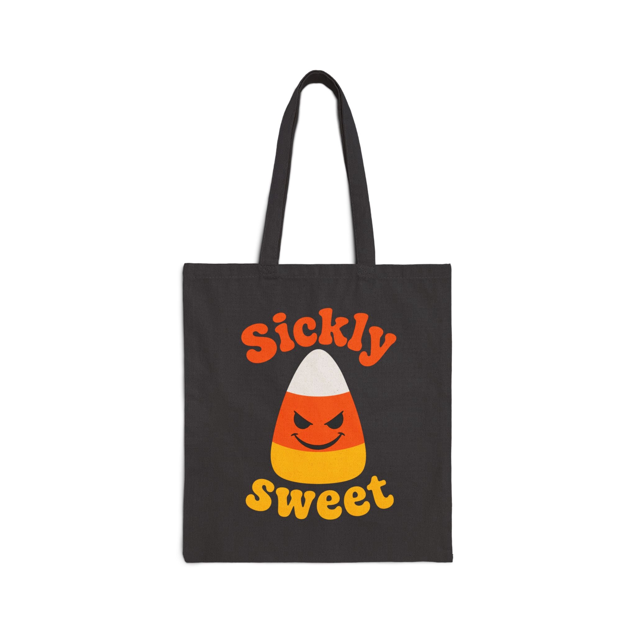 Reusable Double Sided Trick-or-Treat Bag Sickly Sweet Candy Corn Tote Bag — Halloween Candy Graphic Cotton Canvas