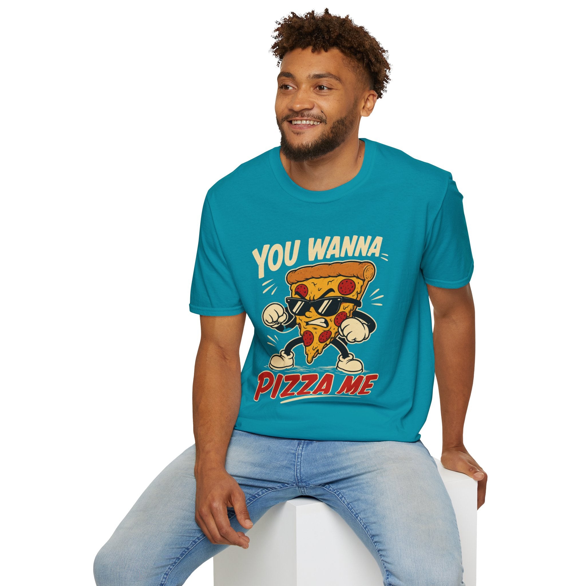 You Wanna Pizza Me T-Shirt | Retro Cartoon Pizza Slice Graphic