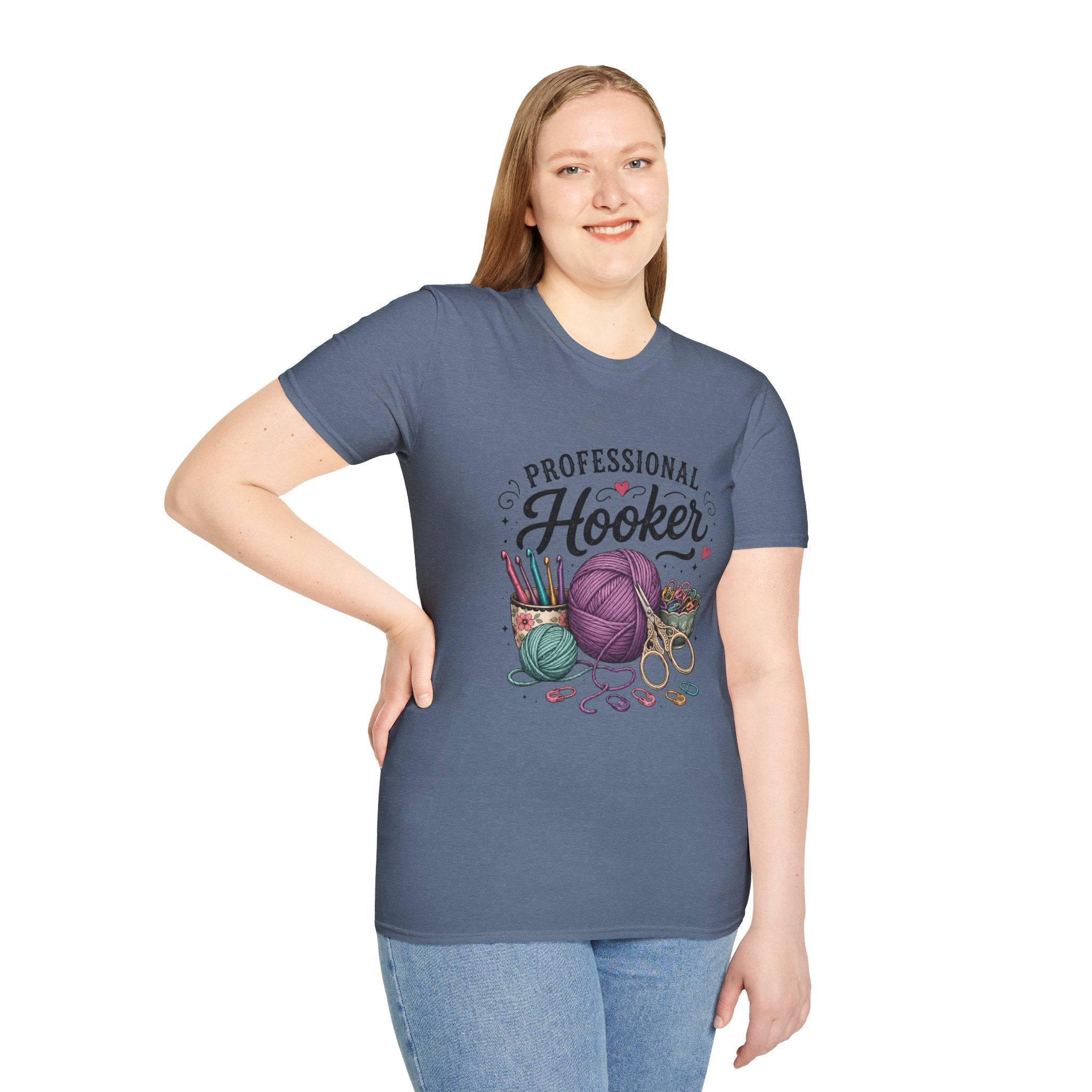 Professional Hooker Crochet Yarn T-Shirt | Knitting Hooks, Ball of Yarn