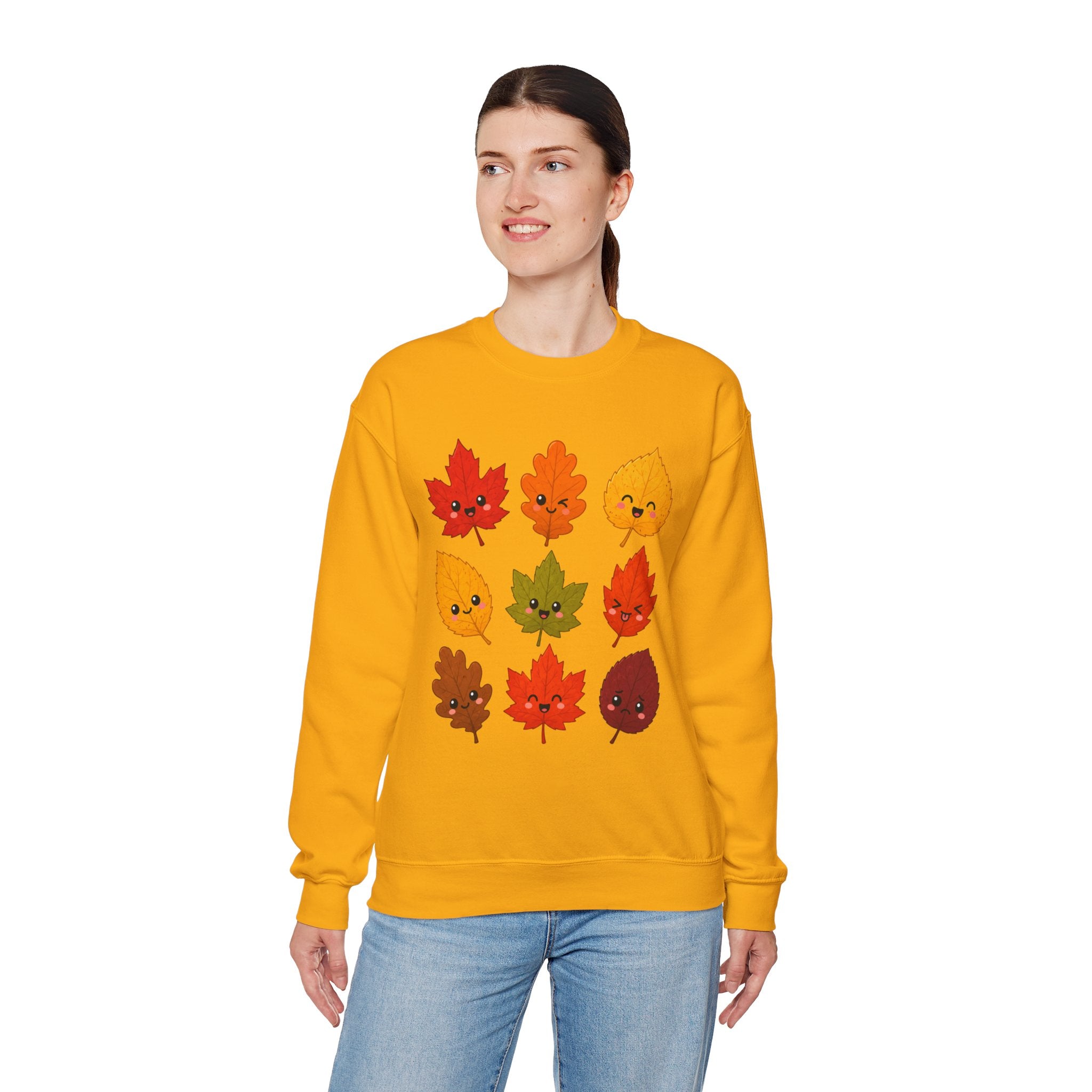 Autumn Leaves Crewneck Sweatshirt — Cute Kawaii Fall Leaf Design
