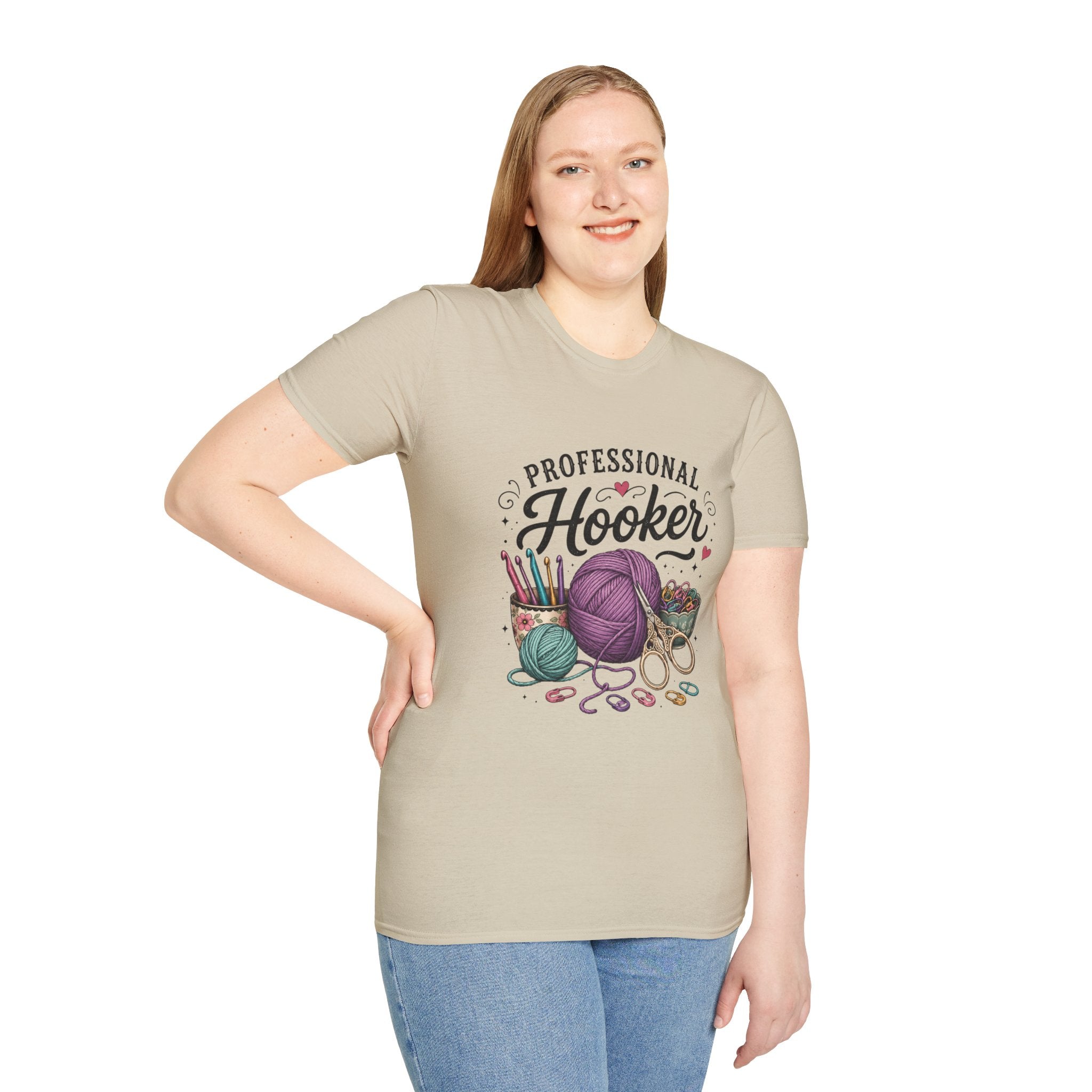 Professional Hooker Crochet Yarn T-Shirt | Knitting Hooks, Ball of Yarn