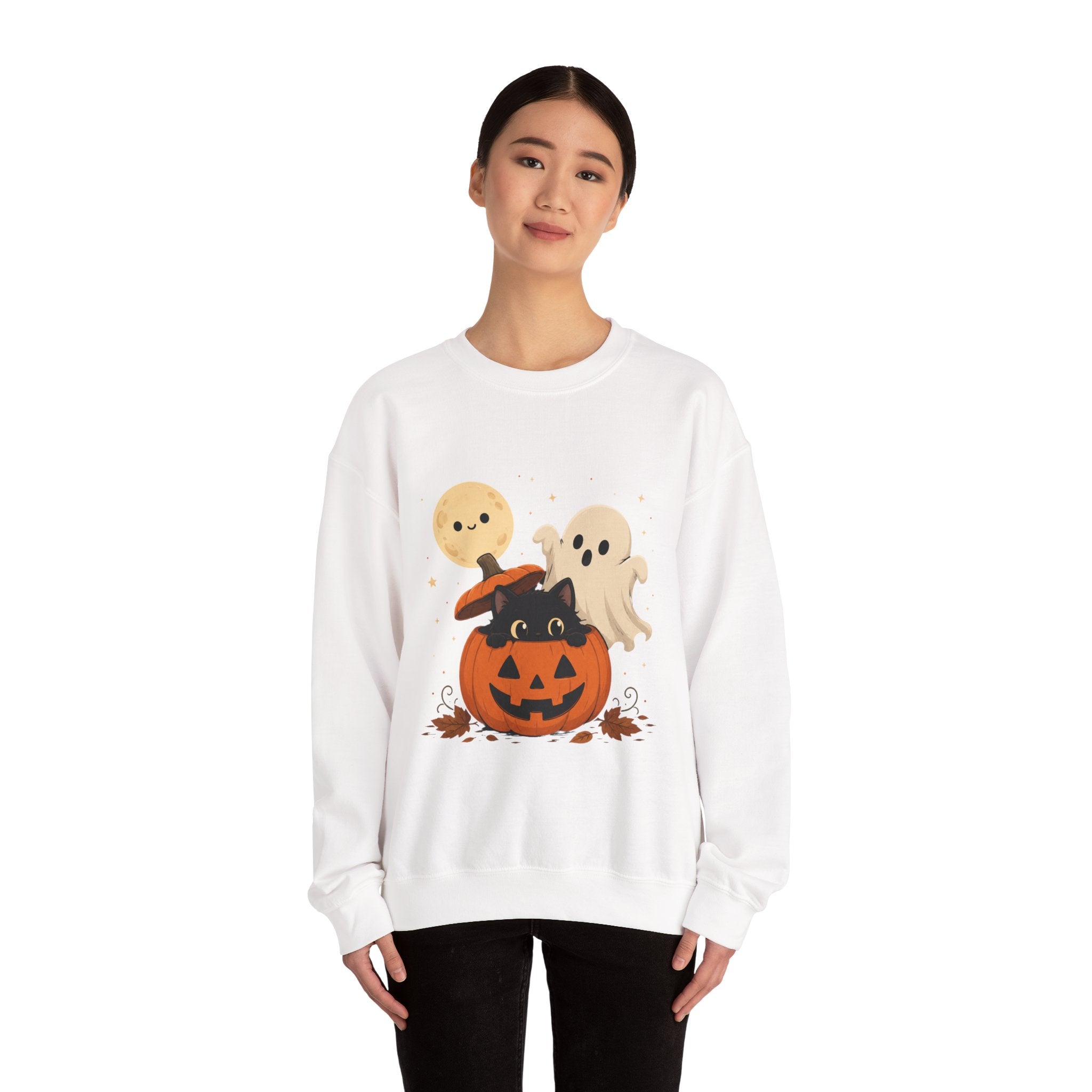 Cute Halloween Pumpkin Cat Ghosts Sweatshirt